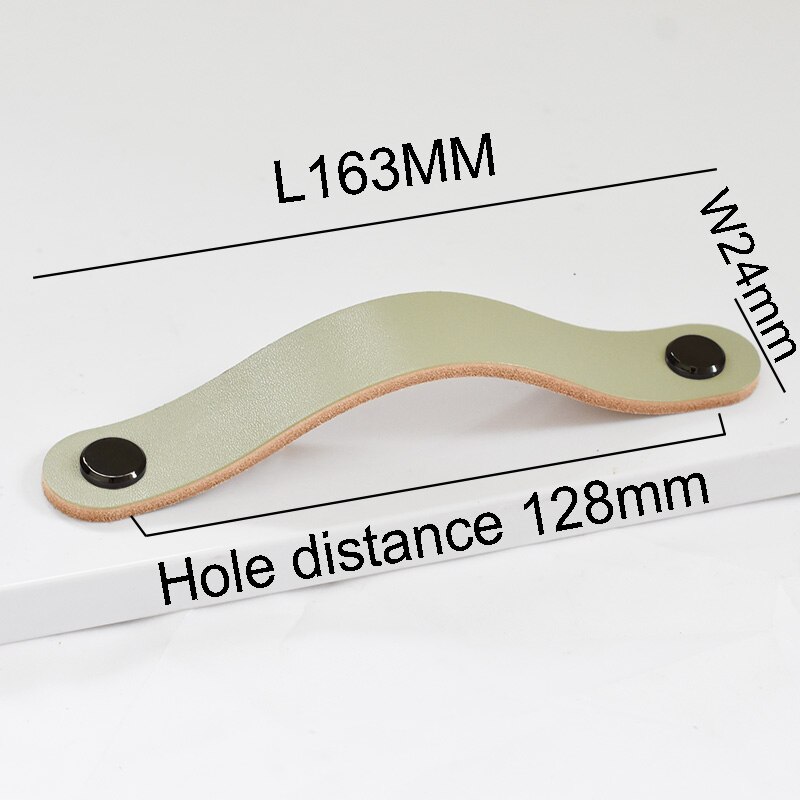 Nordisk stil färg läderhandtag möbel garderob låda skjutdörrsknoppar barn & #39 ;rum köksskåp grått draghandtag: Pistol svart -128mm