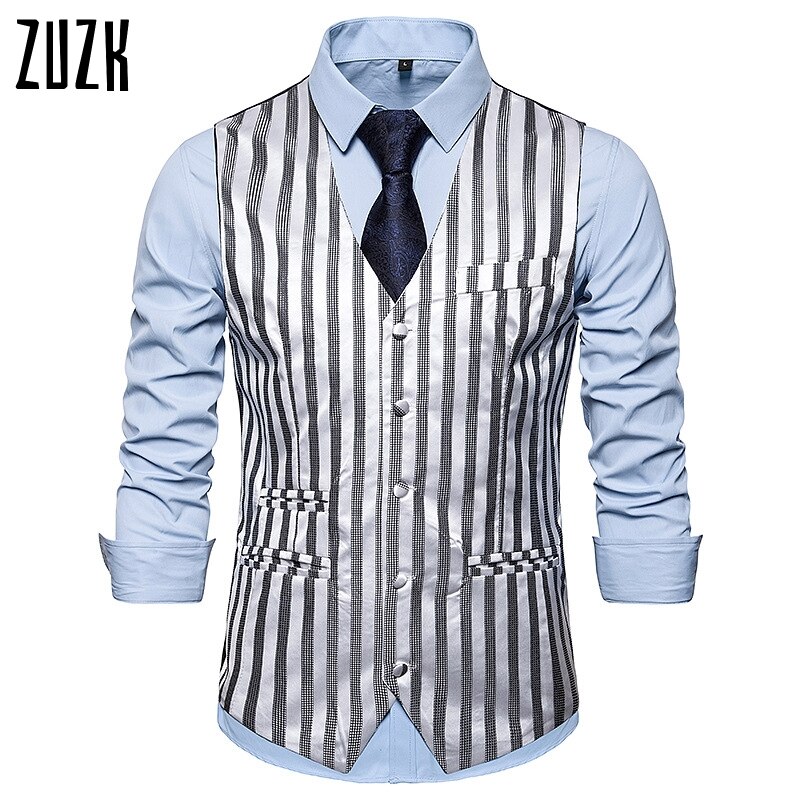 Gestreept herenpak vest klassieke jurk bruiloft blazer masculino slim fit gilet de costume