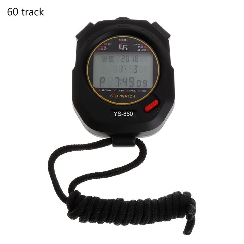Handheld Digital Stopwatch Sport Running Training Chronograph Timer: 60 tracks