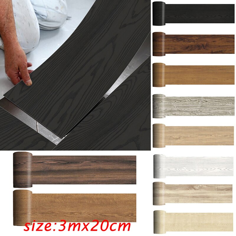 20x300cm Waterproof PVC Vinyl Wood Grain Self Adhesive Wallpaper Kitchen Living Room Wall Floor Stickers