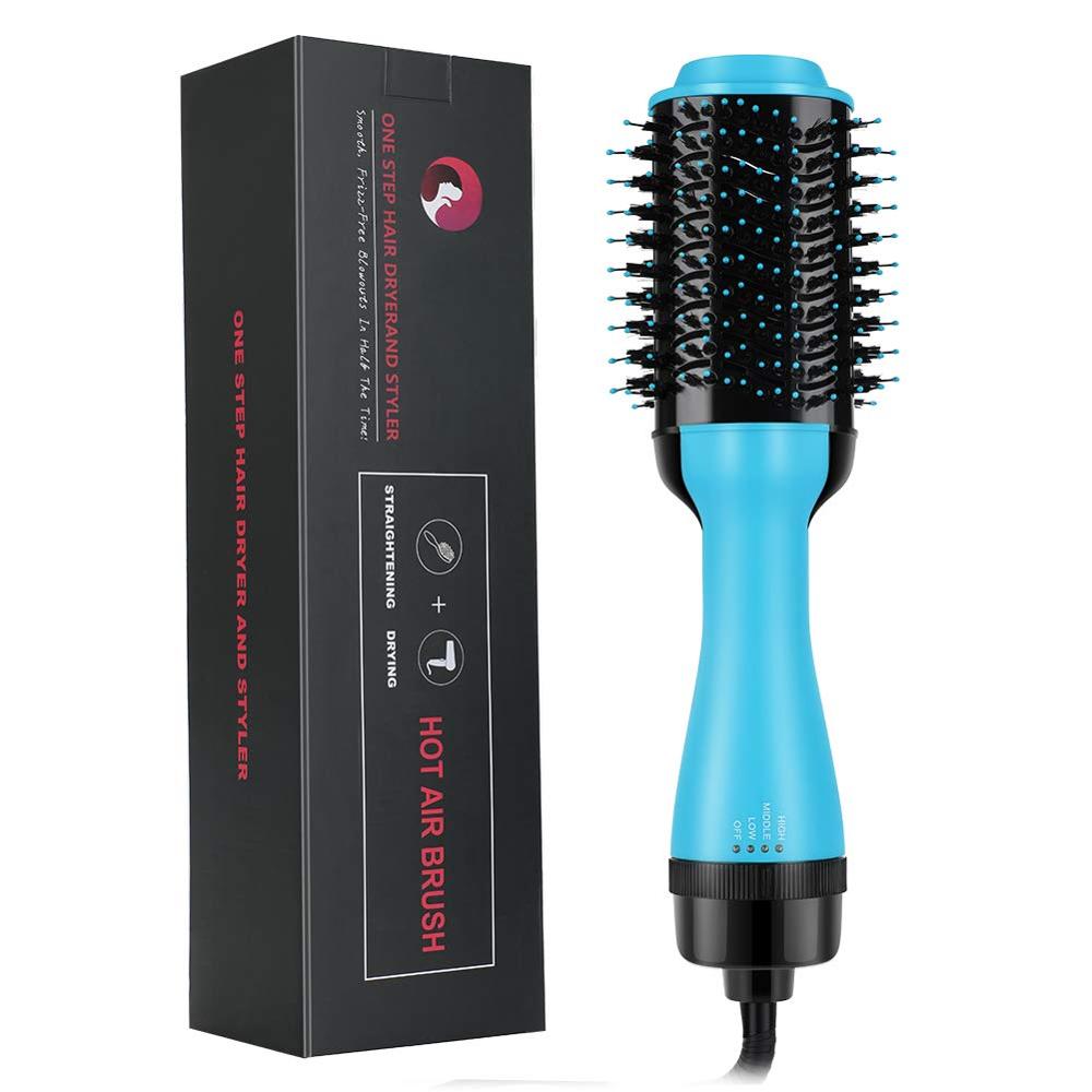 One Step Hair Dryer & Volumizer Straightener Curler Brush Gold Air Brush Negative Ions Rotary Blower Tangle Detangling Comb: green with box / UK