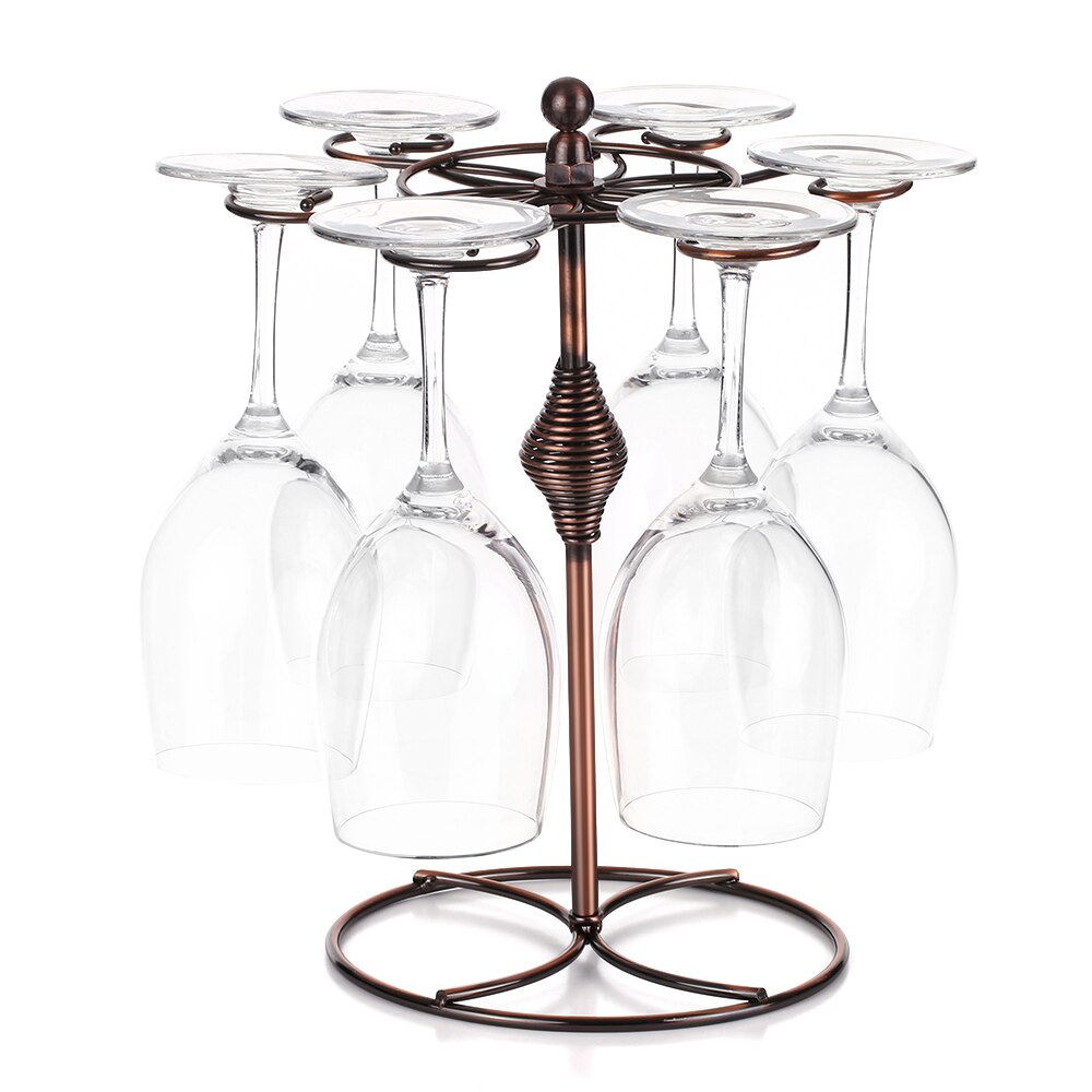 Vinglas kopholder med 6 kroge klassisk metal fritstående bordplade med stilk til opbevaring