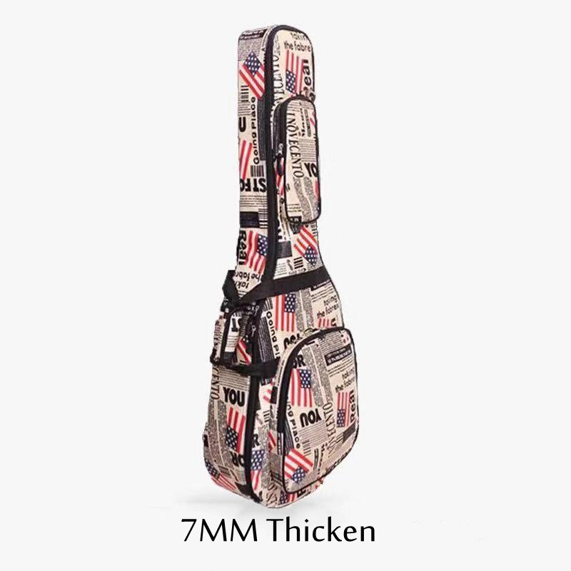 Vandtæt guitar taske tykkere dobbelt skulder 600d oxford klud materiale stor kapacitet litterær guitar musikinstrument taske: National flag 7mm