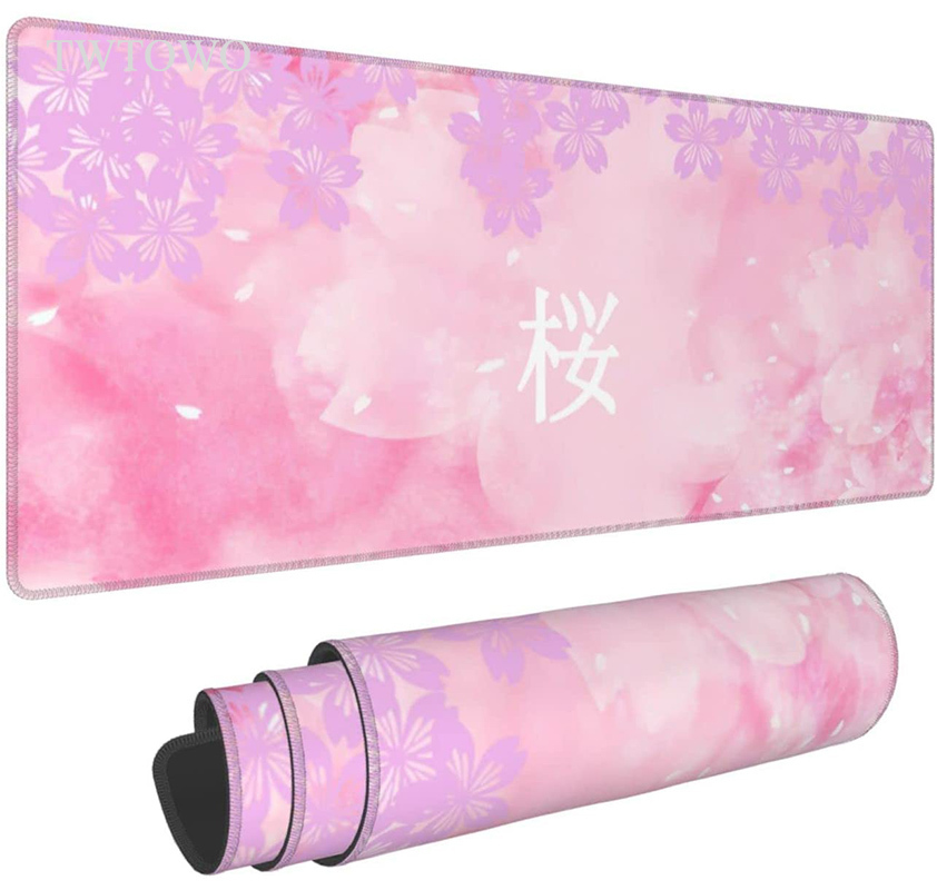 Japanese Pink Cherry Blossom Sakura Mouse Pad Gaming XL HD Home Mousepad XXL Soft Carpet Laptop Desktop Mouse Pad Mice Pad