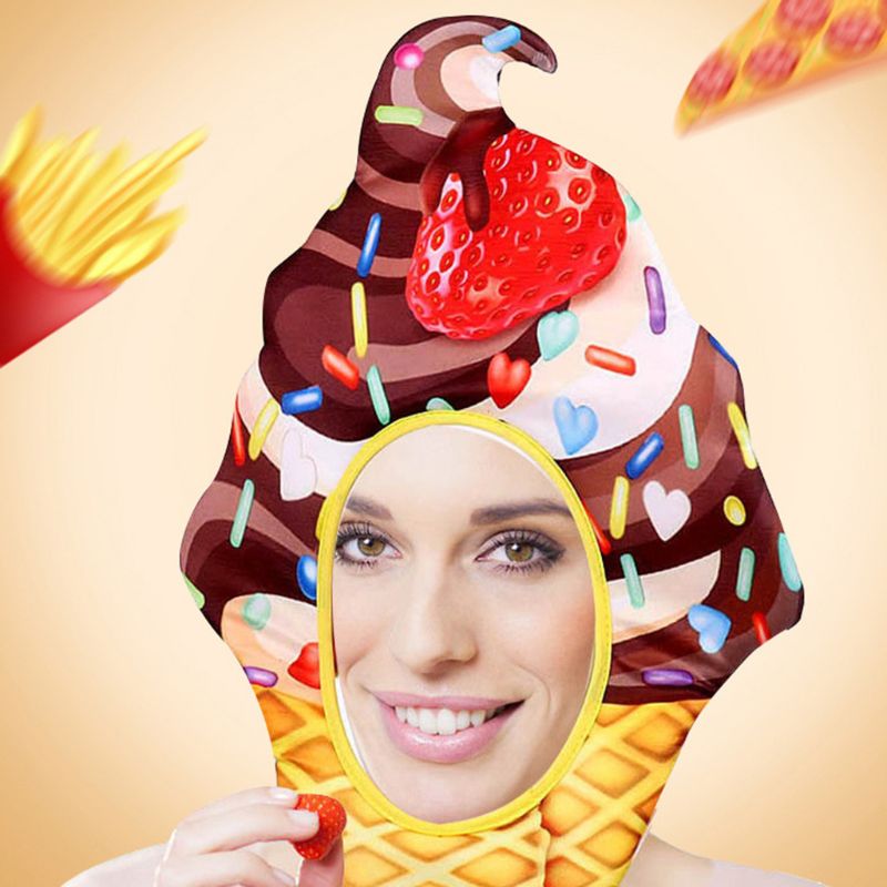Unisex rolig frukt mat mössa mask halloween fest cosplay huvudbonader huva hatt karneval huvudbonad dekor