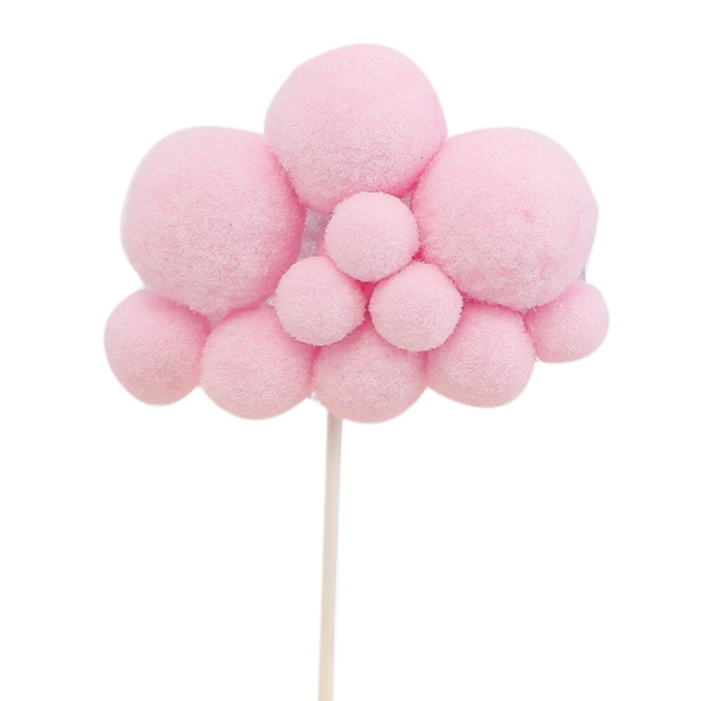Vit rosa blå mjuk pompom moln tårta topper dusch födelsedag gör det själv tårta dekoration kort festival festtillbehör