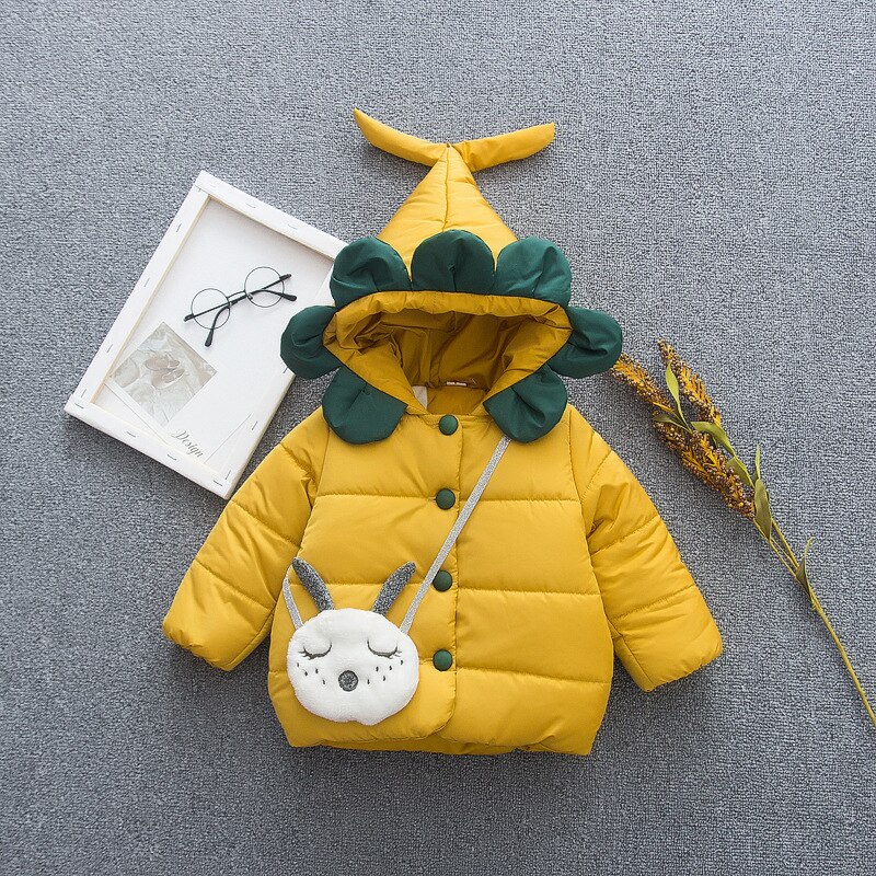 Y.L.STUDIO-abrigo de invierno para niño niña, de dibujos animados, Thcik, ropa de bebé con capucha, chaqueta acolchada de algodón para bebé: Yellow / 36M