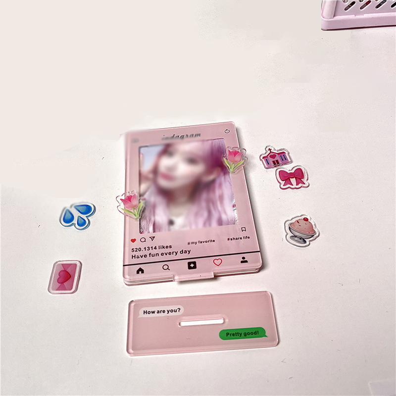 3in kawaii akryl fotoramar fotokortshållare transparent fotoskydd pärm fotokort idol fotofodral brevpapper