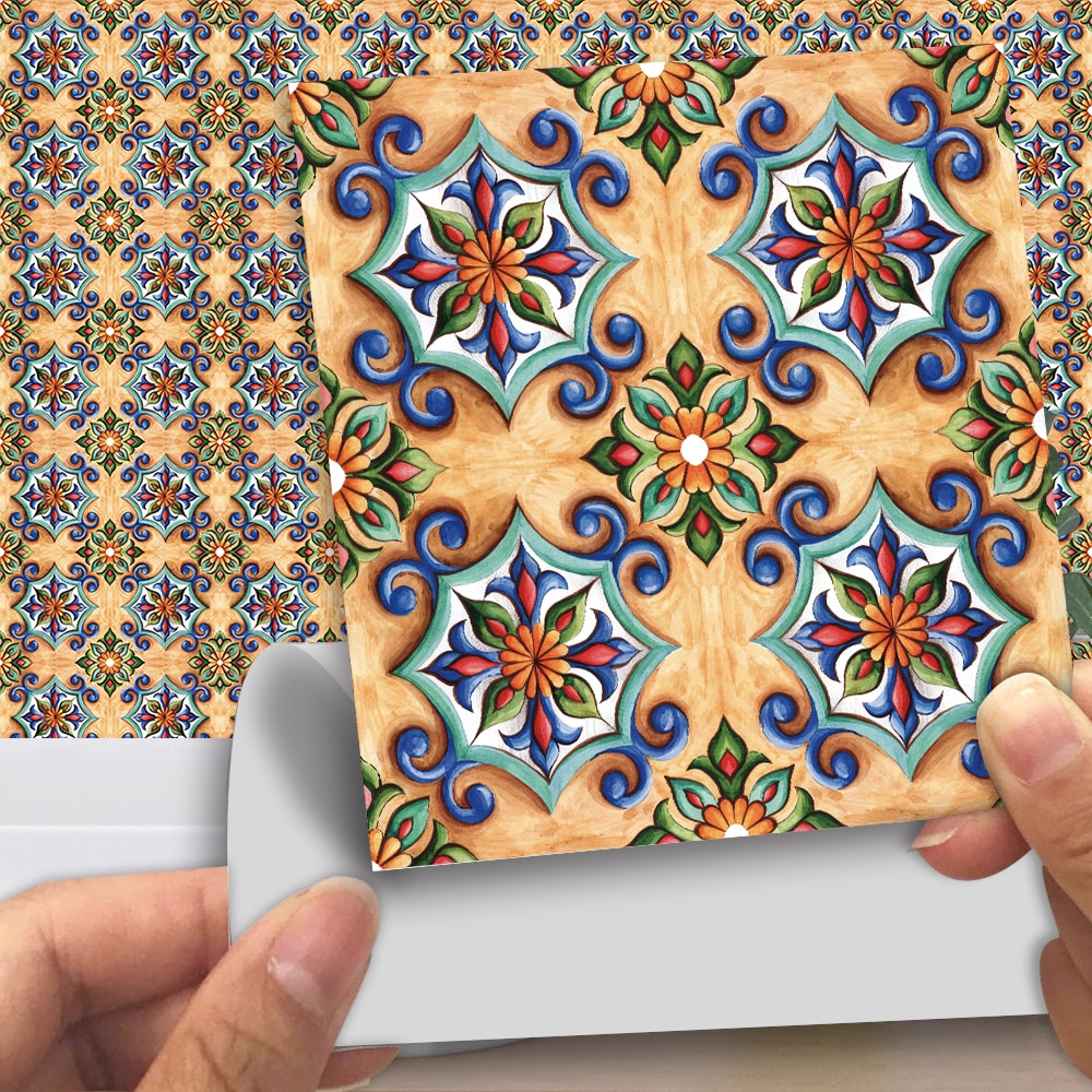 Autocollant Mural carreaux cristal dur | Motif fleurs, 10 pièces/ensemble, mur autocollant pour cuisine, salle de bain, rénovation, décor de maison, papier peint, Art Mural