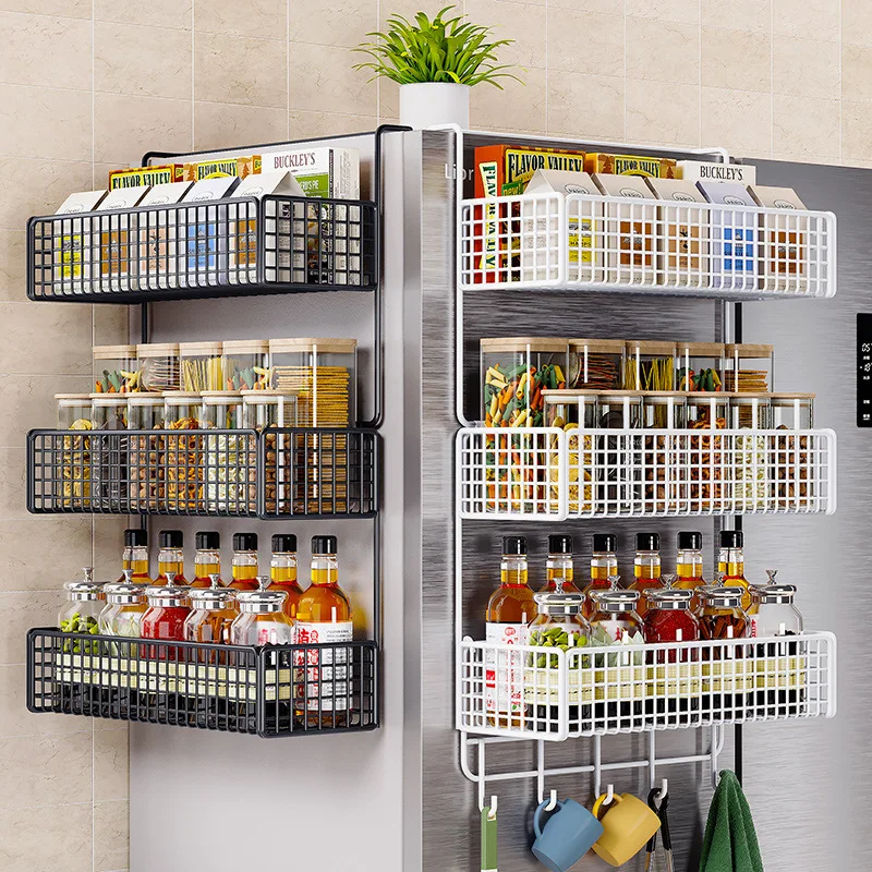 Estante de almacenamiento montado en la pared para el hogar, estantes para artículos diversos para refrigerador, organizador de botellas de especias, estantes de almacenamiento para alimentos multicapa para el hogar
