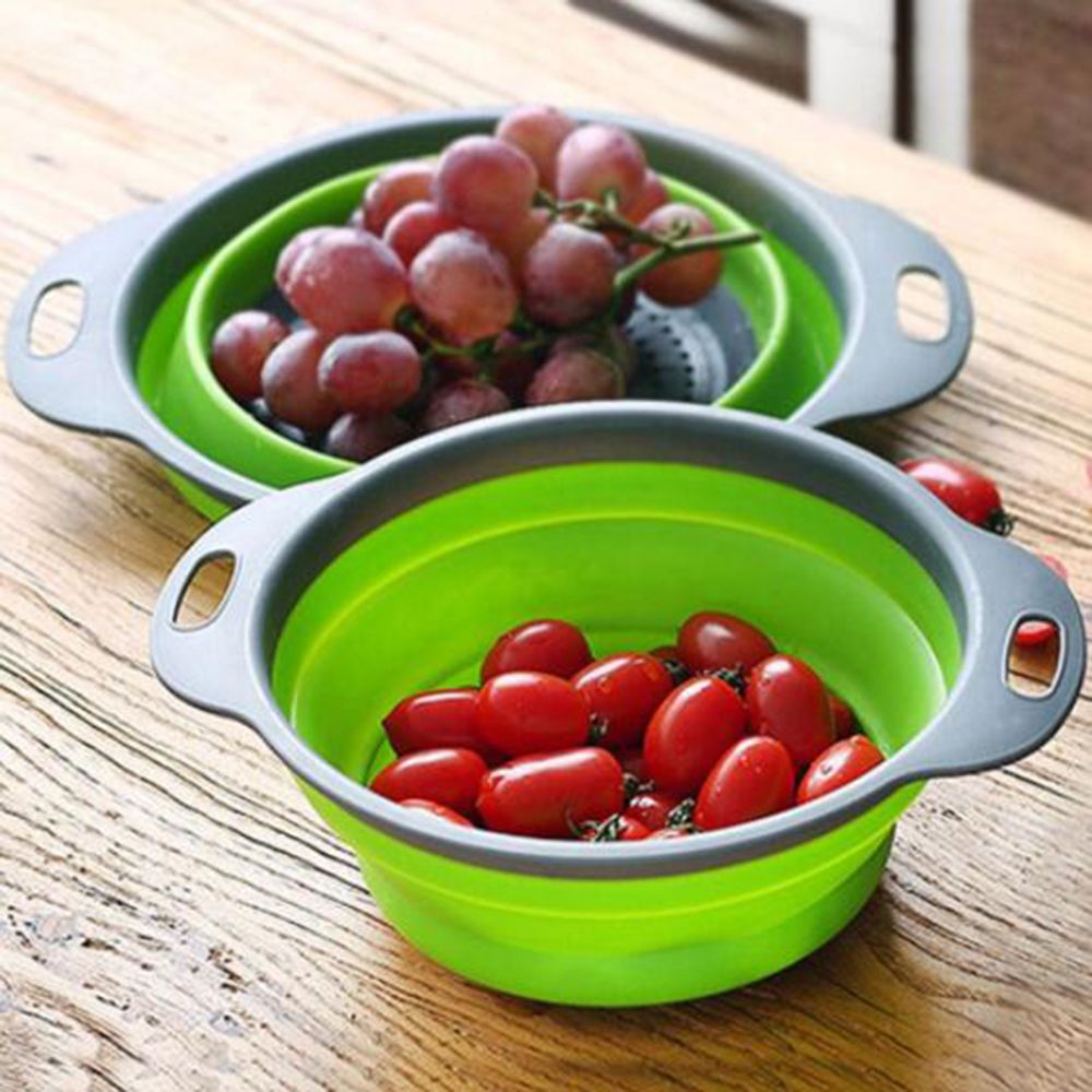 Cuenco grande de silicona plegable para colador, cesta de fruta plegable, colador, vajilla de acampada al aire libre, Bol de drenaje, utensilios de cocina portátiles, 1 Uds.