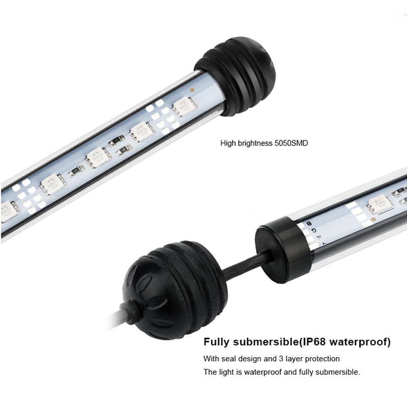 18/28/38/48CM Waterproof LED Aquarium Lighting Fish Tank Light Bar Blue/White Submersible Underwater Lamp light Aquatic Decor