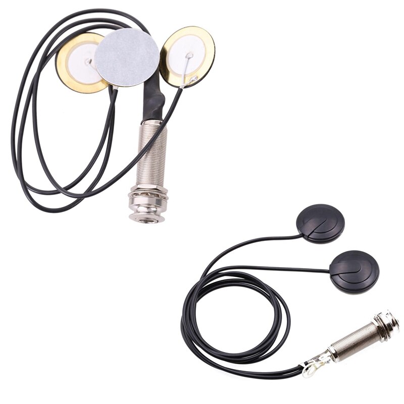 Piezo Contact Microfoon 3 Transducer Pickups &amp; 21-Inch Draad Lengte 1/4 Inch Output Jack 2 In 1 Piezo pickup Disc