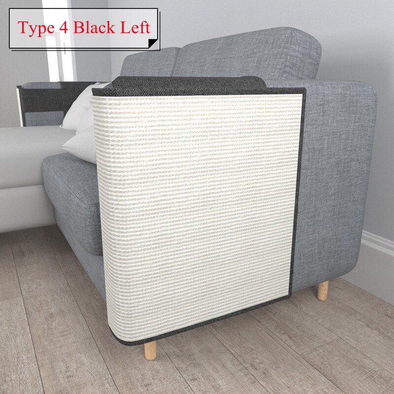 Cats Scratch Board Sisal Pad Toy Sofa Furniture Protector Cat Claw Care Product Cats Scratcher Paw Pad with Invisible Nail: Type4 Black L