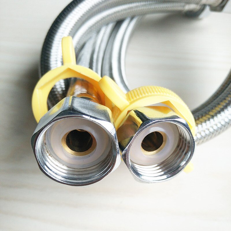 Double head stainless steel wire braided pipe 304 toilet water inlet hose 4 points and cold high pressure explosion proof co