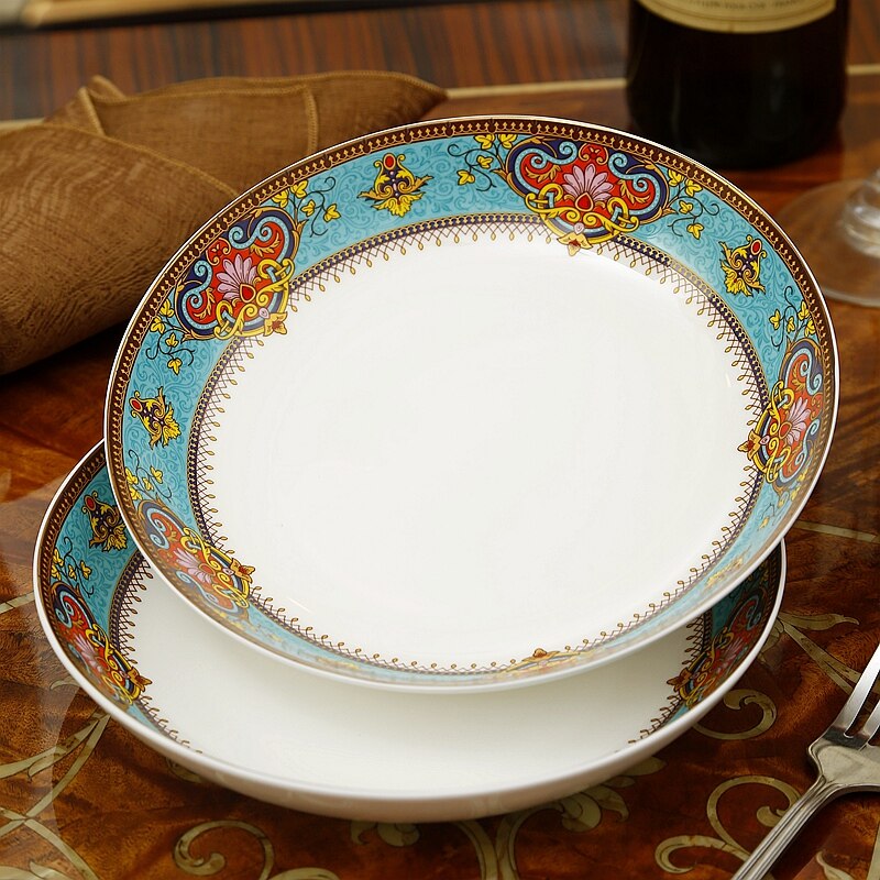 4pcs set, 8inch, fine bone china dinner set of plates, Thailand , porcelain plate platte, deep food plate kitchen, buffet