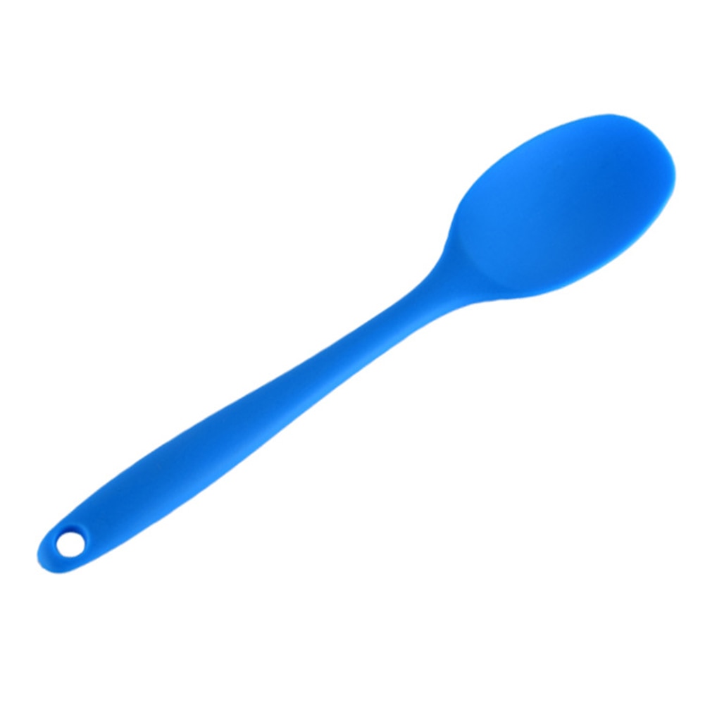 Cuillère Flexible en Silicone résistant à la chaleur, spatule à Long manche, grattoir antiadhésif, cuillères à crème glacée, pelle ustensile de cuisine: Bleu