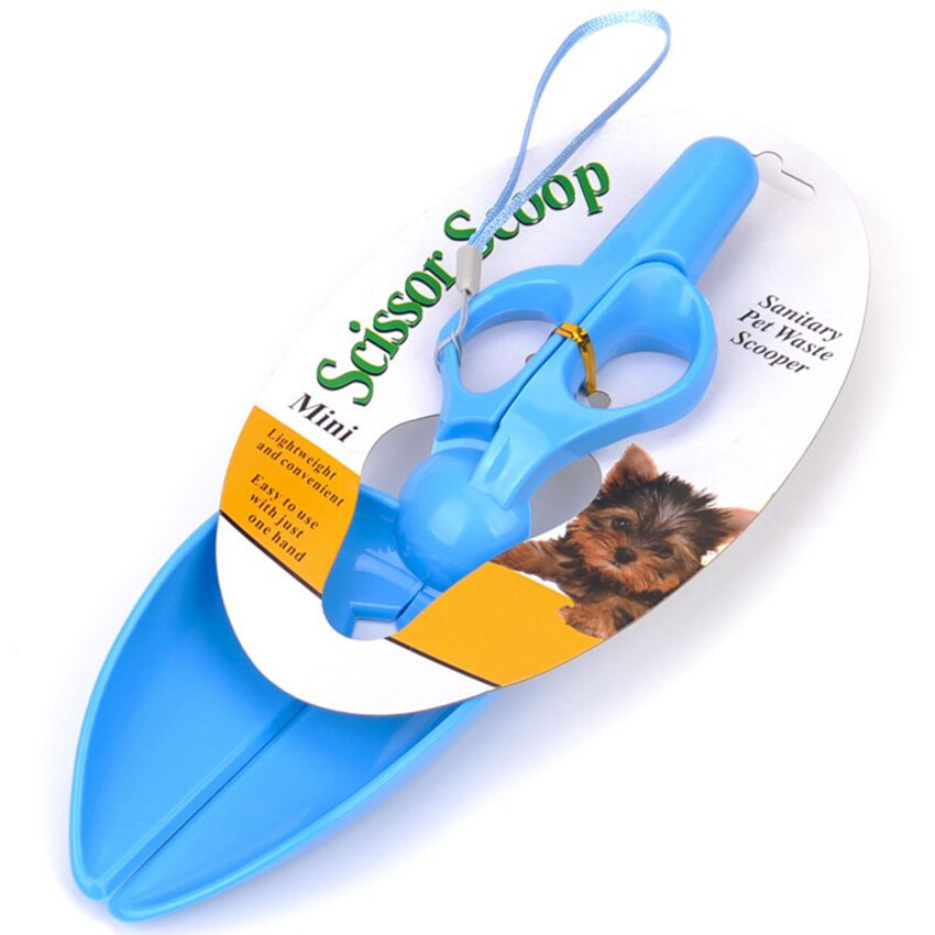 Mini Pets Poop Pooper Scooper Outdoor Portable Puppy Dogs Poop Shovel Picker Cleaning Poop Scissor Scoop Pet Litter Accessories: Blue