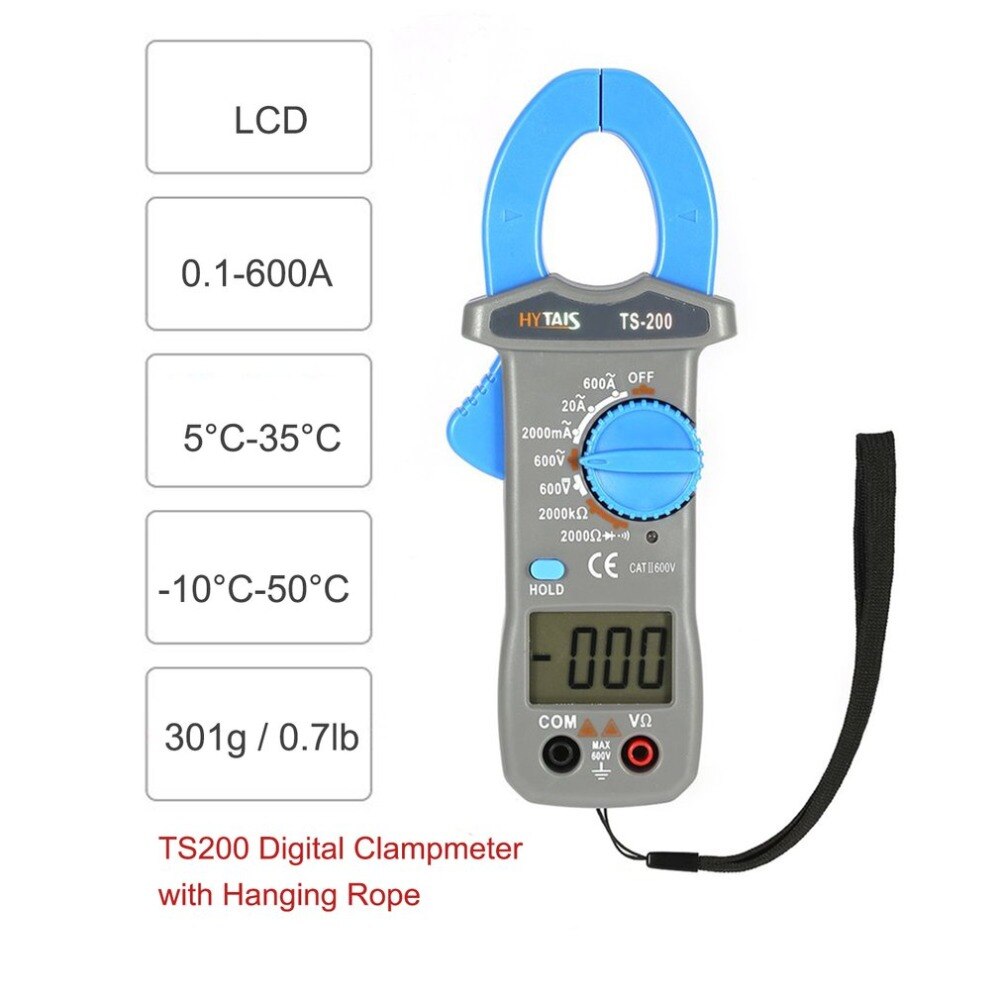 TS200 Digital Clamp Meter Multimeter AC/DC Tester Voltage Current Resistance Test Clampmeter 600A 600V Voltmeter Multimetro