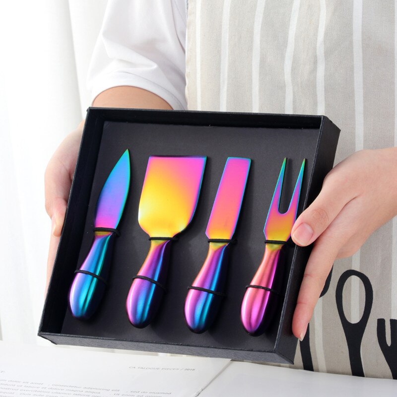 Outil à fromage en or, trancheur, couteau râpes à fromage, outils de cuisine, spatule à gâteau, couteau à beurre, ensemble de 4 pièces