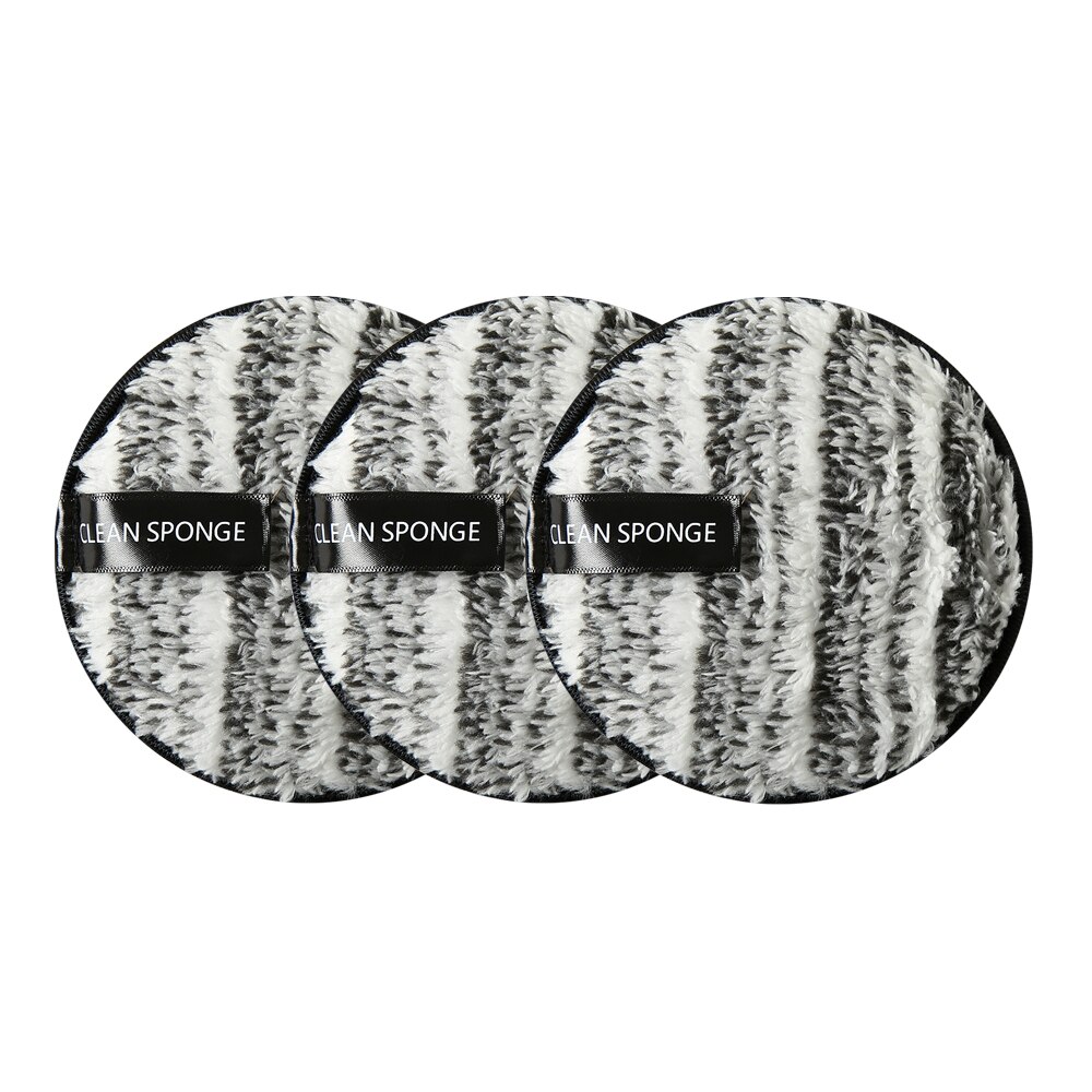 4Pcs Microfiber Cloth Pads Facial Makeup Remover Puff Face Cleansing Towel Reusable Cotton Double Layer Nail Art Cleaning Wipe: 3pcs-black white