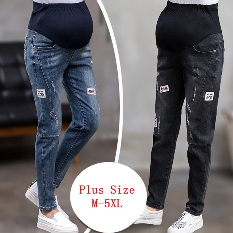 Mutterschaft Blau Jeans Für Schwangere Frau Schwangerschaft Hosen Elastische taille Schwangerschaft Kleidung Plus Größe Schwarz Denim Schwangere Kleidung