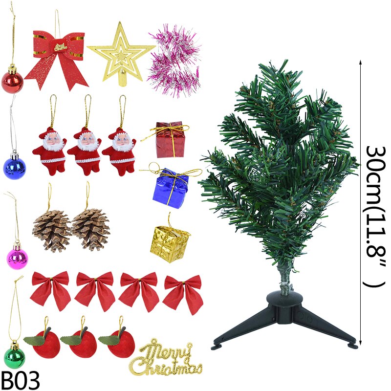 30/45cm PVC Christmas Tree DIY Hand Assemble With 23Pcs Christmas Tree Ornaments For Home Year Party Kids Navidad: 30cm with 23 decor