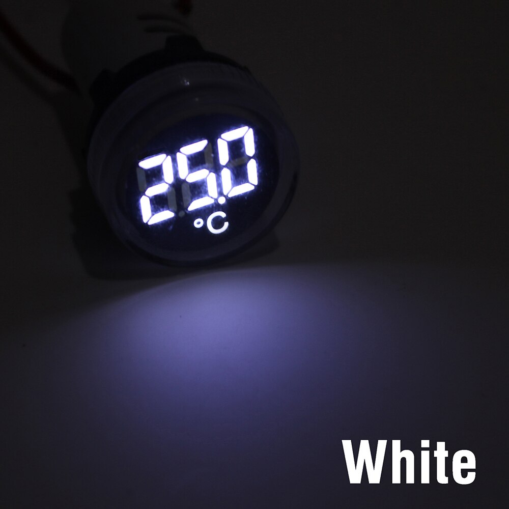 22Mm Mini Plastic Led Digitale Thermometer 20-119 Celsius 50-380V Ac Ronde Kleine Display Indicator pilot Light Temperatuur Meter: White