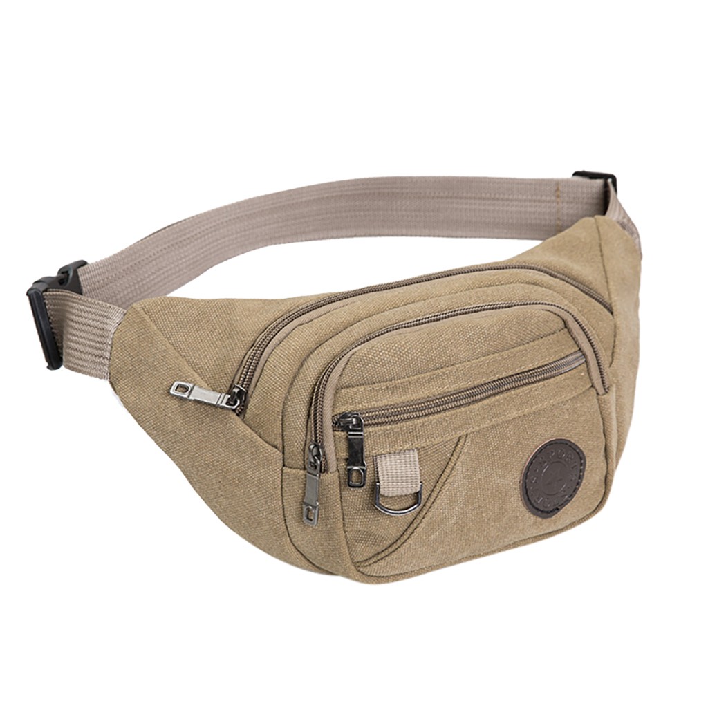 Man Mode Riem Tas Fanny Packs Multifunctionele Waterdichte Chaos Bum Bag Rits Pocket Duurzaam Mannen Heuptas Taille Pack # LR2: Khaki