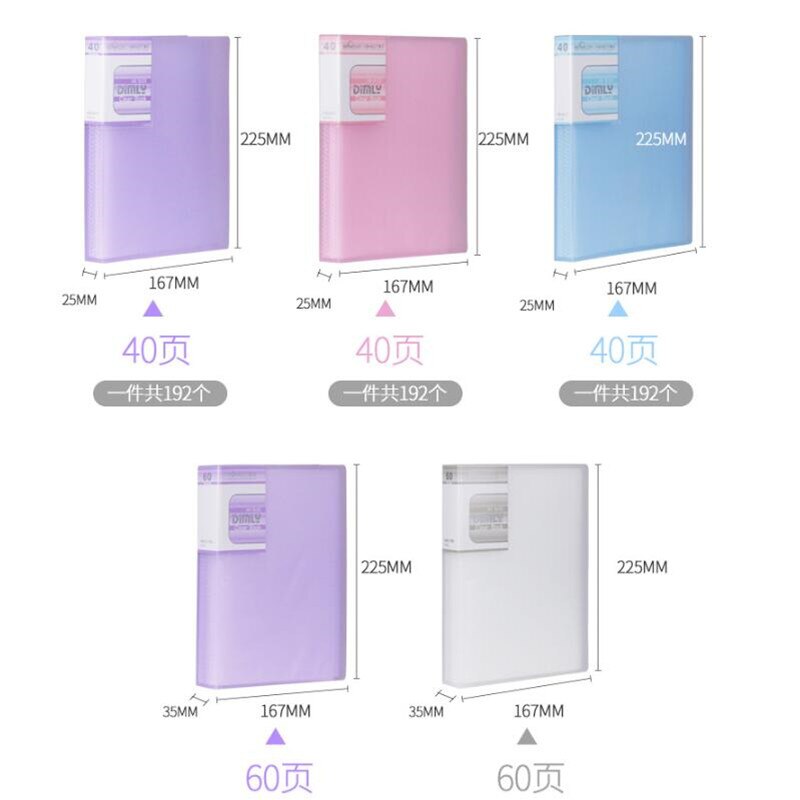 A5 Display Book 40/60 Pages Transparent Insert Folder Document Storage Bag for Bank Campus File Office Workplace Family
