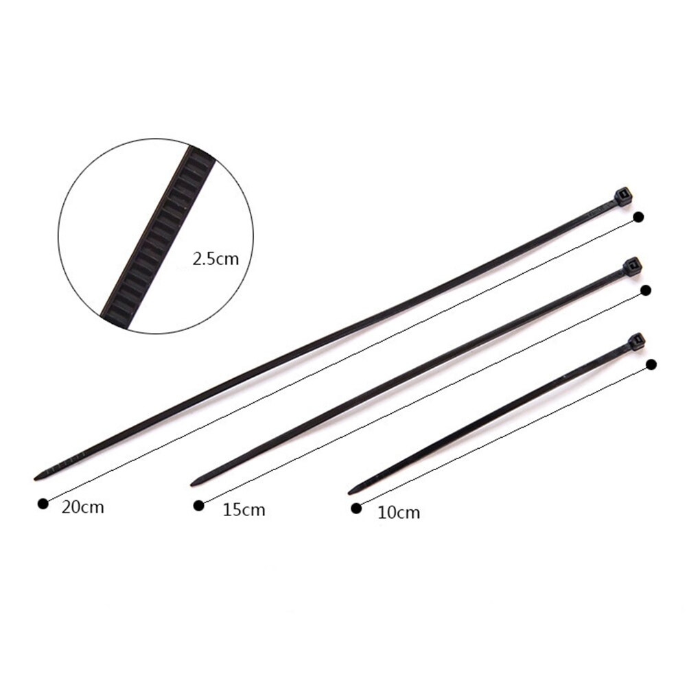 100pcs Adjustable Assorted Self-Locking Nylon Cable Ties Plastic Wires Wrap Zip Ties Fastening Wires Ring Zip Strap 3 Sizes