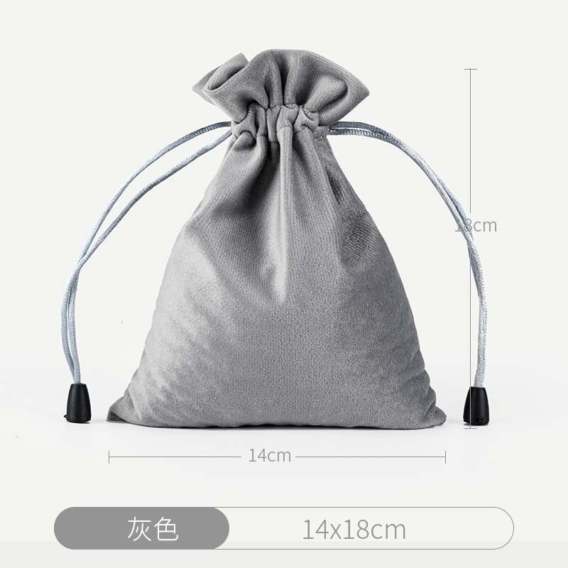 Velvet Drawstring Bags Wedding Partty Candy Bags Storage Packaging Bags Supplier: 14x18cm  gray