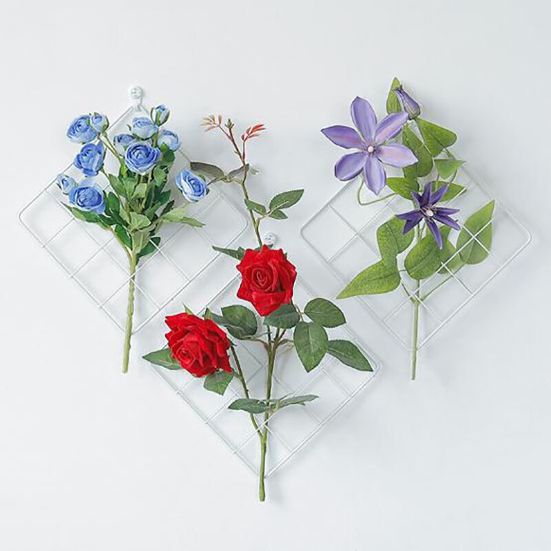 1PC Iron Metal Grid Decor Photo Frame Black White Wall Art Display Mesh Storage Shelf Organizer Rack Home Decor