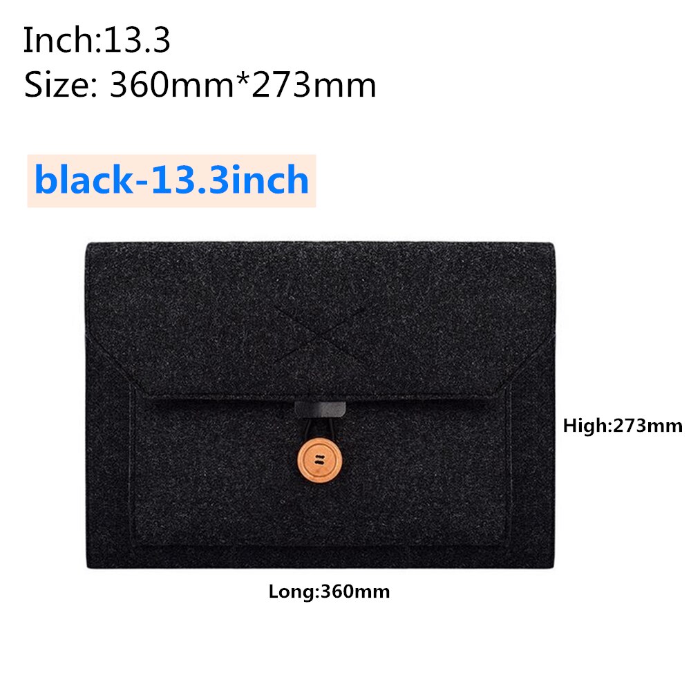 Laptop Protective Case For Apple computer bag Macbook Air Pro 13.3 14.1 15.4 inch Millet Notebook Felt liner bag: black-13.3inch