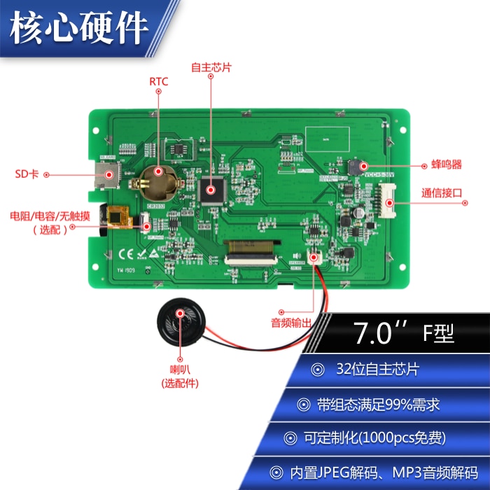7 Inch Serial Screen F Series 800*480 Touch Display LCD Screen