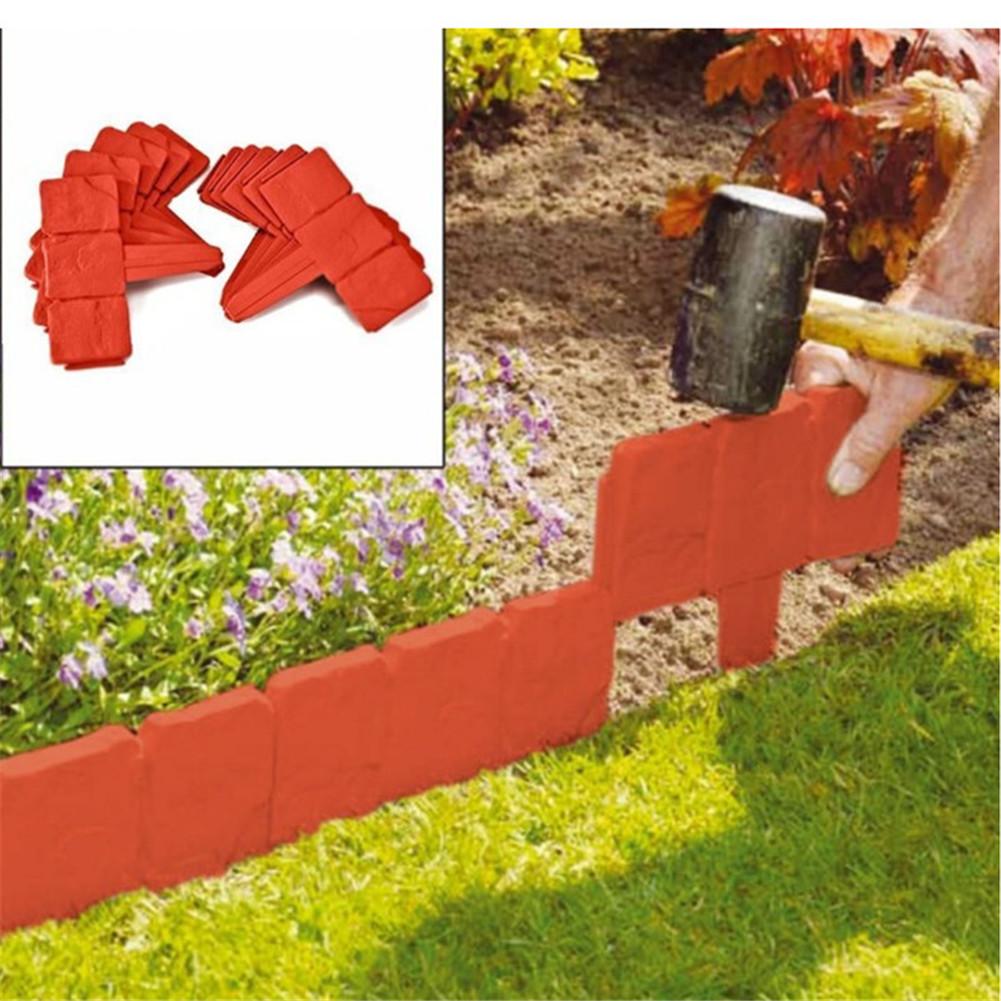 20 pcs Garden Fence Cobblestone Border Plastic Lawn Edging Plant Border Decorations Flower Bed Border Garden Landscape 40a