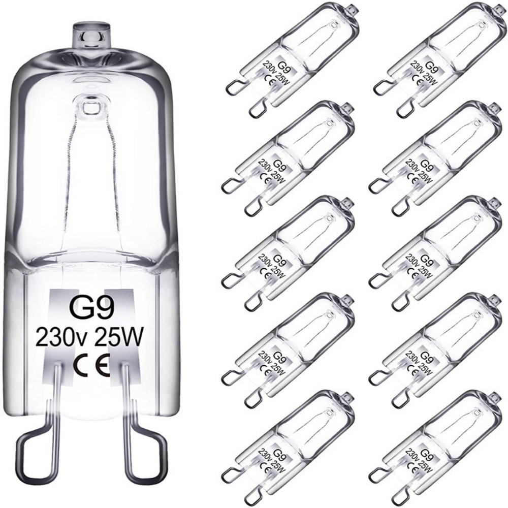 G9 Lâmpadas de Halogéneo, Substituir Lâmpada LED, Resistente a Alta Temperatura, Economizador de Energia Lâmpada Filamento, Novo, 220V, 25W, 40W, 60W, 10Pcs