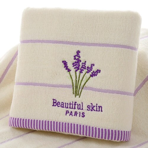 Lavendel Paars Witte Katoenen handdoek set serviette de bain 1 pc badhanddoek 1 pc gezicht handdoek Voor volwassenen/Kind 2 stks/set: A