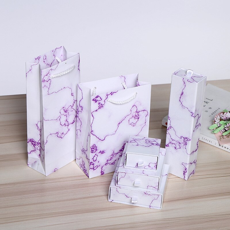 Jewlery Organizer Packaging Box Holder Black Pink White Blue Purple Engagement Ring Earring Bracelet Necklace Boxes: Purple  / 8x10x3.5cm