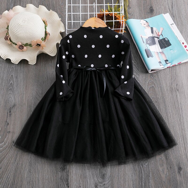 Girls Autumn Winter Long Sleeve Dress Polka Dot Dress Princess Baby Dress Toddler Cute Dress for Kids Tutu Long Sleeve Dress: Dress 3 / 5T