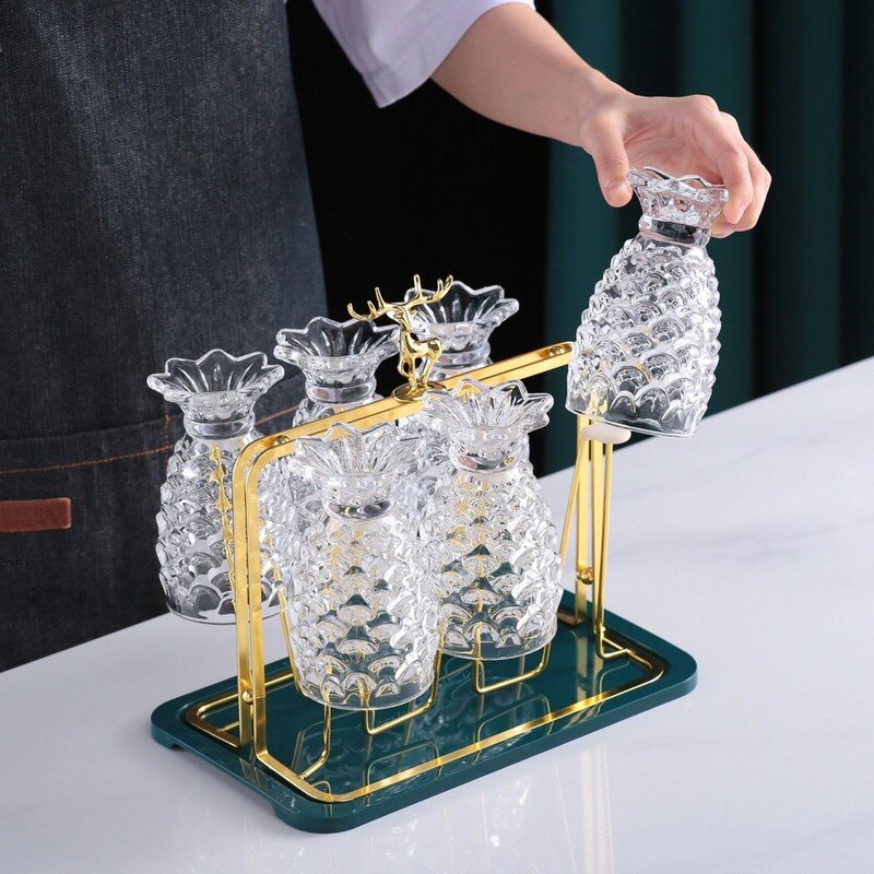 Glass Drain Rack Light Luxury Household Water Cup Rack Living Room Cup Storage Rack Iron Upside Down Shelf Dish Drying Rack