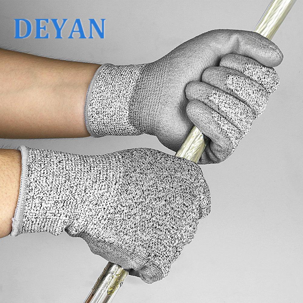 PU Coated Cut Resistant Safety Work Gloves Level 5 Cut Protection Gloves Comfortable Soft Work Gloves