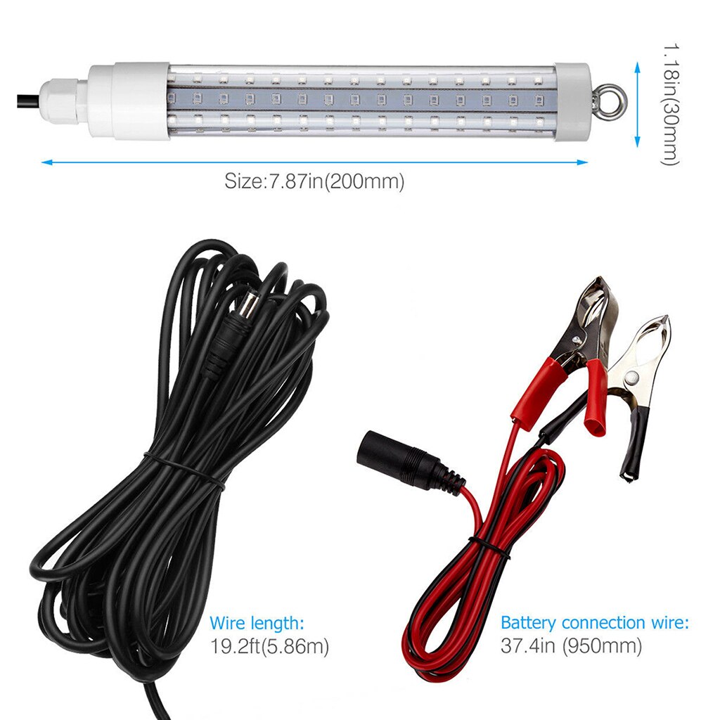 Luz LED sumergible para pesca, 1000LM sumergible de señuelo de pesca, 6M, lámpara para atraer calamar, 12-24V, Verde
