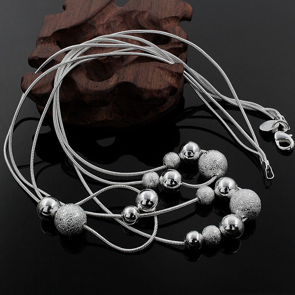 Charm Silver Kleur Sieraden Klassieke Hoge Mode Drie Ketting Licht Zand Kralen Ketting N020 Kinsle