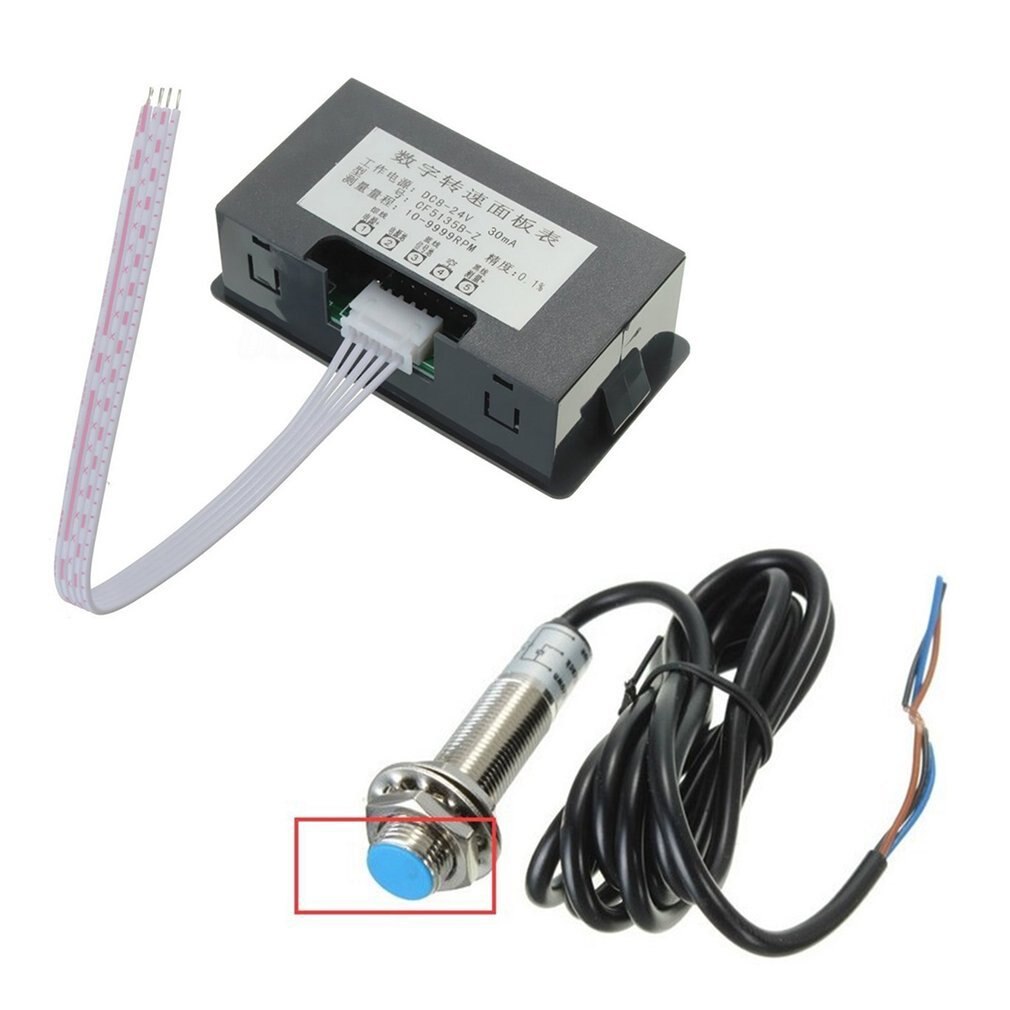 4 Digital LED Display Tachometer RPM Speed Meter High Precision Tachometer With Hall Proximity Switch Sensor NPN