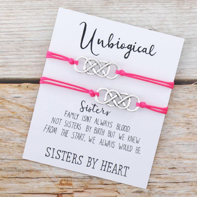 Unbiological Sister Bracelet Set Best Friend Matching Infinity Friendship Bracelet Soul Sister Friend BFF Bracelet Jewelry: Rose Red