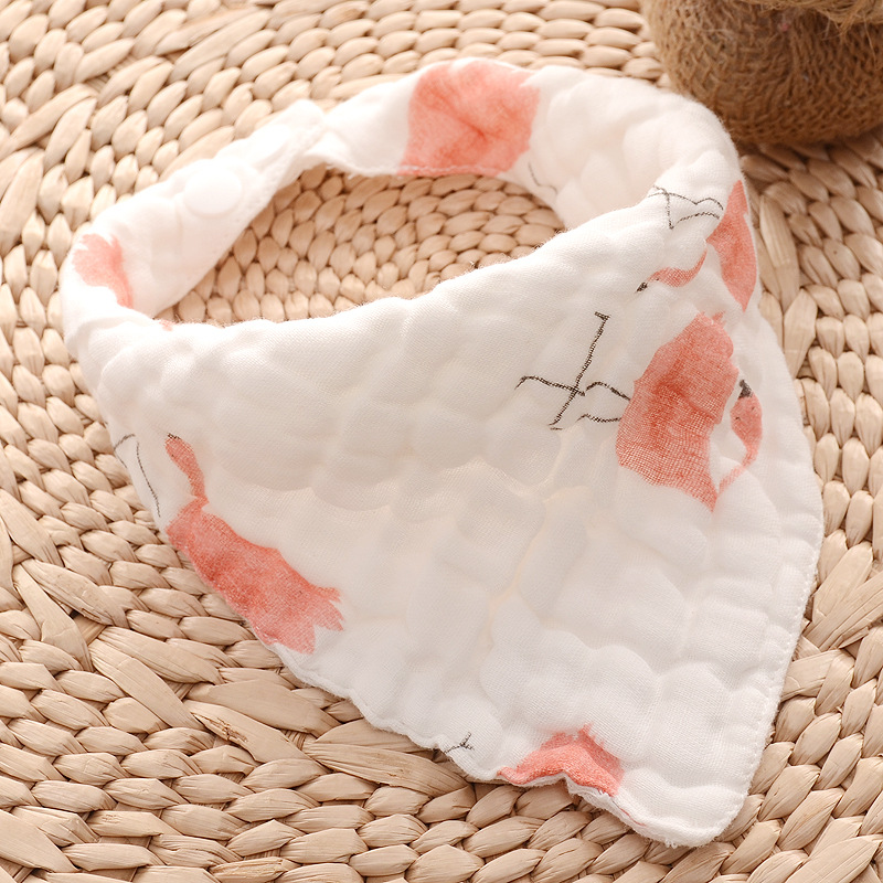 8-Layer Mousseline Slabbers 100% Natuurlijke Katoen Zachte Baberos Bebe Animal Bandana Zuigeling Kiel Burp Doek Voeden Speeksel handdoek: flamingo