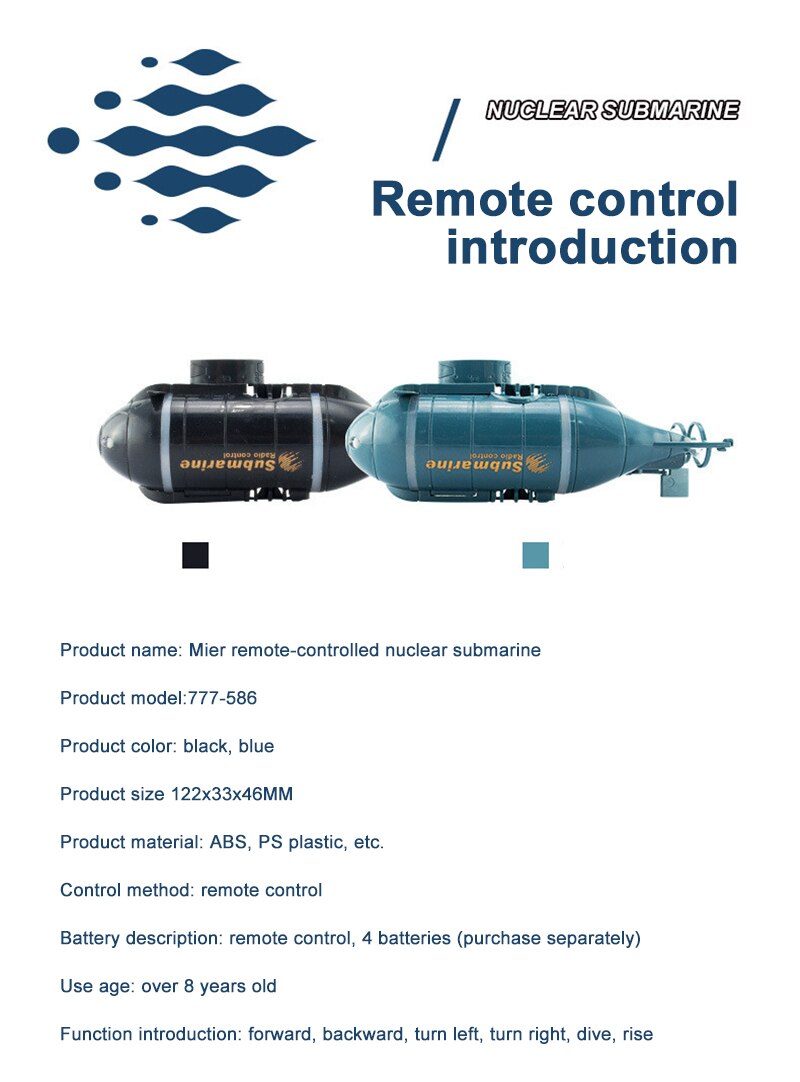 2.4G Draadloze Zes Manier Afstandsbediening Submarine Elektrische Afstandsbediening Speelgoed Model Rc Boten Speelgoed Voor Jongens