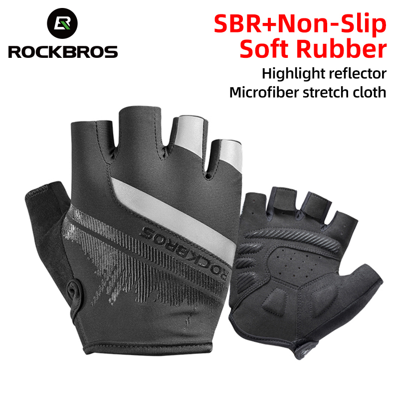 ROCKBROS-guantes de medio dedo para ciclismo, resistentes a los golpes, transpirables, para ciclismo de montaña o carretera