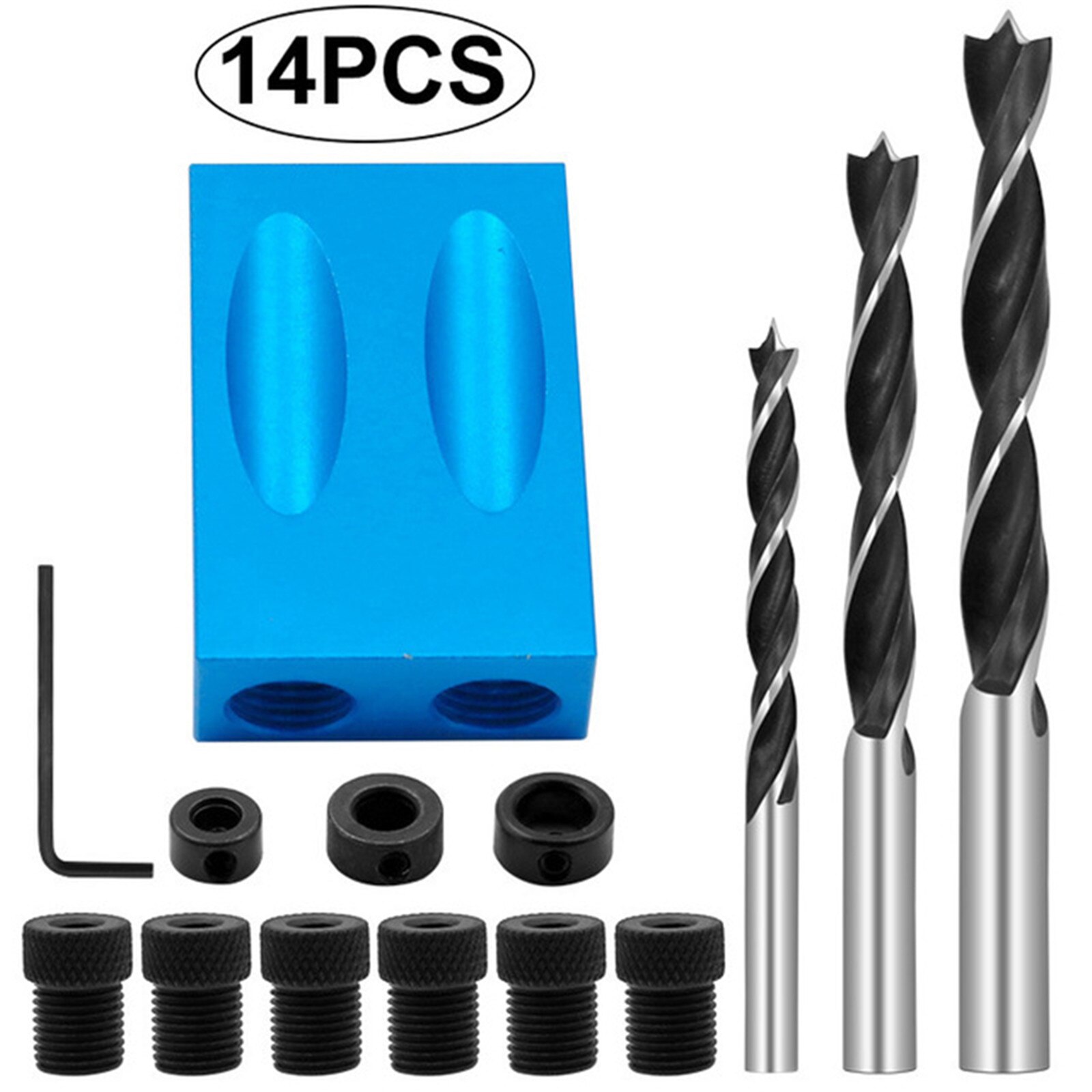 Hole Locator Angle Drill Guide Pocket Oblique Hole Screw Jig 15 Degree Carpentry Supplies Accessories Punch Locator: 14 pcs